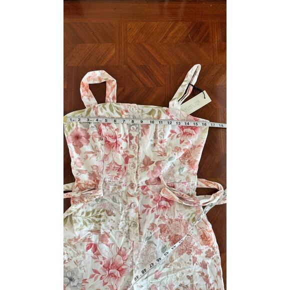 Rachel Zoe Floral Belted Romper Smocked Bodice Lace Trim NWT Size 2 - Picture 7 of 10